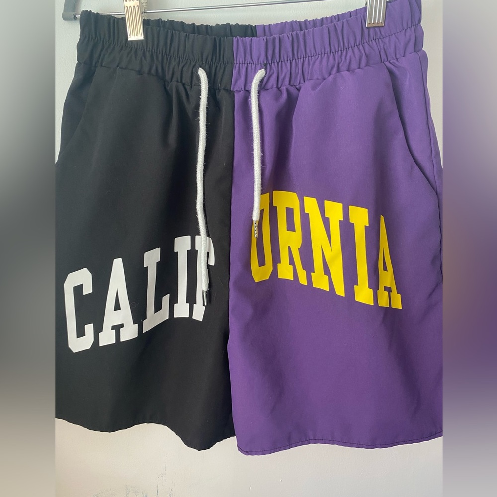 ROMWE California‎ Colorblock Letter Graphic Shorts Sz M